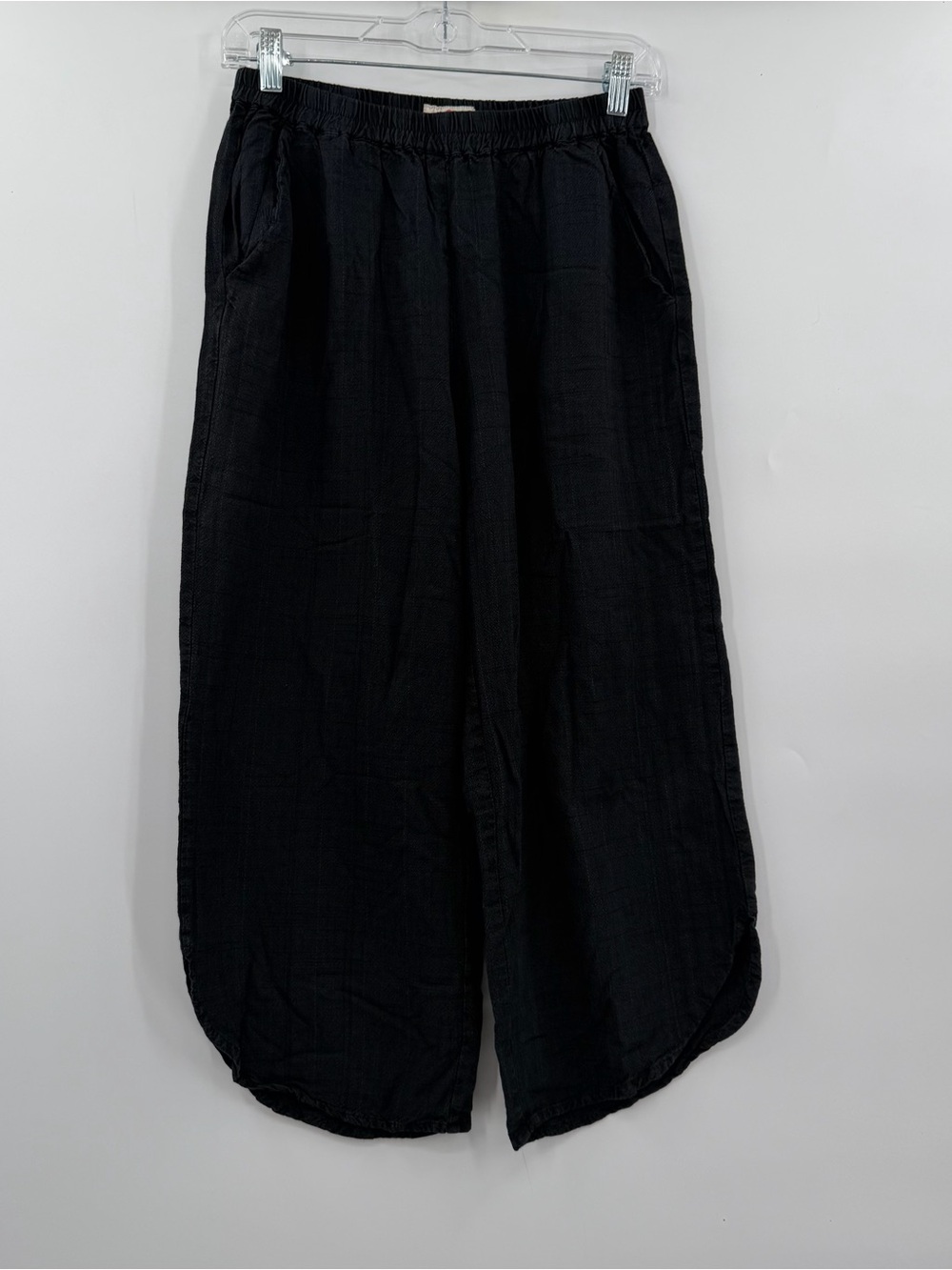 Marine Layer Pants Black Twill Cropped Wide Leg Elastic Waist small